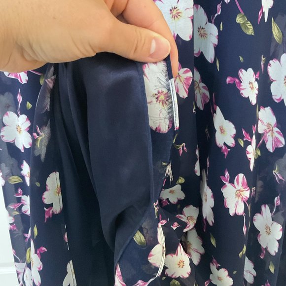 Allure Bridesmaid Navy Floral Ruched Dress - Picture 8 of 10